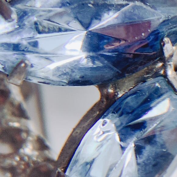 Vintage Mid Century Silver Tone Blue Rhinestone Floral Circle Brooch 1950s Pin - Picture 6 of 15